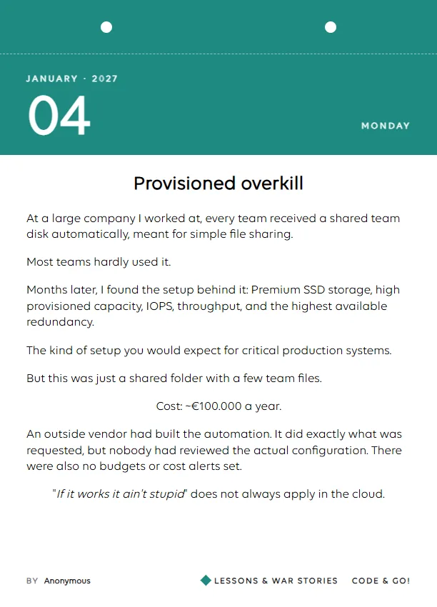 Provisioned Overkill-pagina voor de kalender